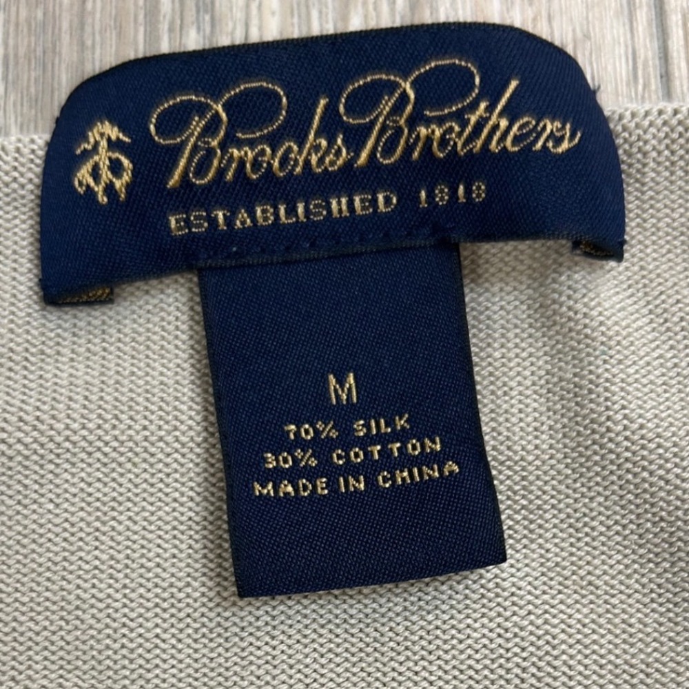 Brooks Brothers Silk Cotton Short Sleeve Sweater Beige Tan Crew Neck Womens Med - Picture 2 of 6